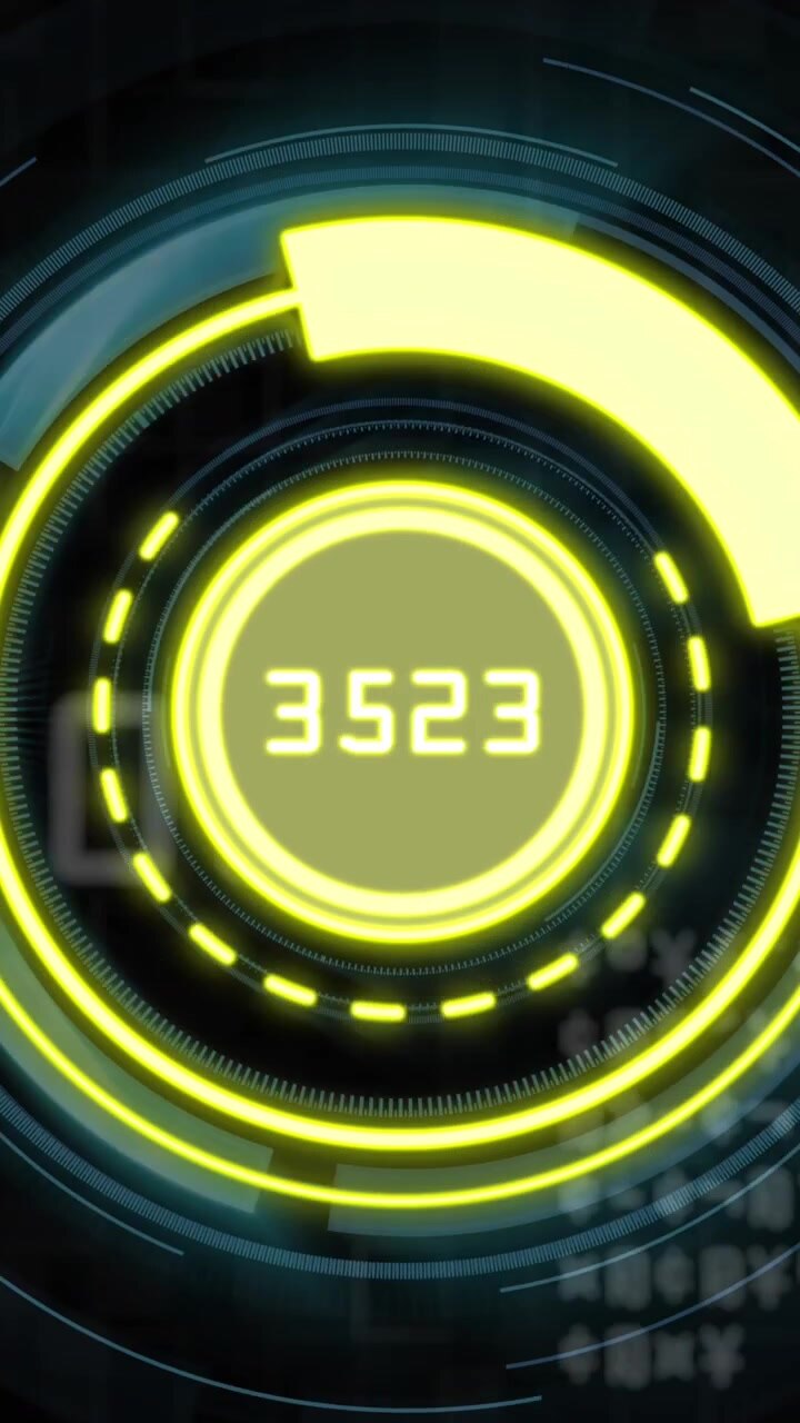 Animation of scope and data processing over dark background