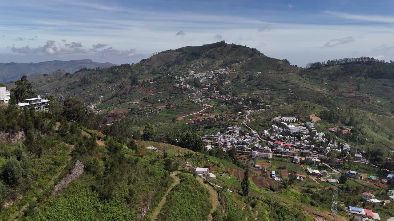Elevated shot showing a contrast between cultivated land and untouched forest