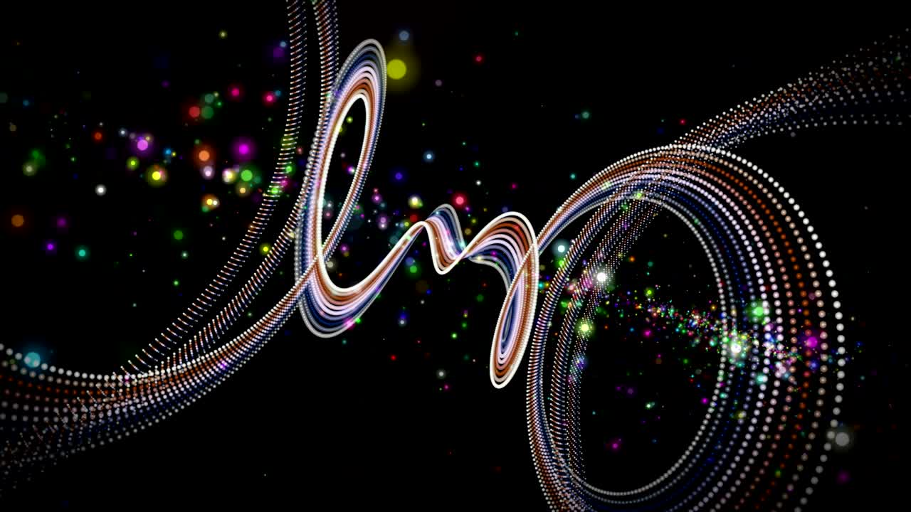 줄무 물체와 반이는 입자가 느린 동작에서 미래의 애니메이션, 4096x2304 루프 4k