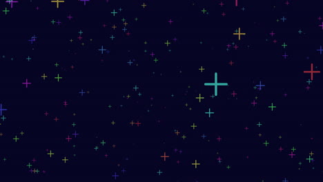 vibrant crosses and stars on a constellation-patterned black background