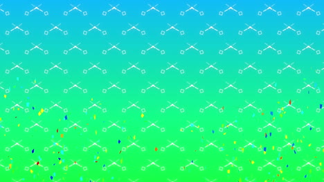 animación de confeti cayendo sobre el fondo azul a verde de gradiente