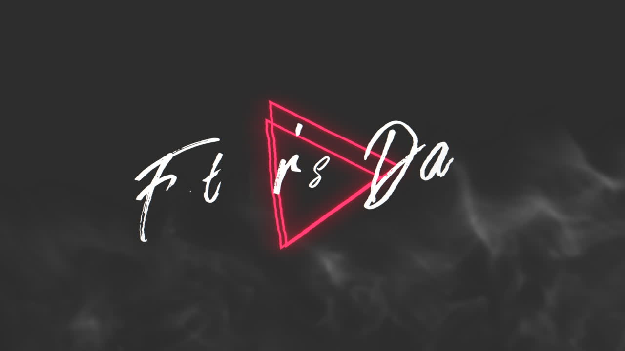 Testo animato Festa del papà su sfondo alla moda e da club con triangolo luminoso
