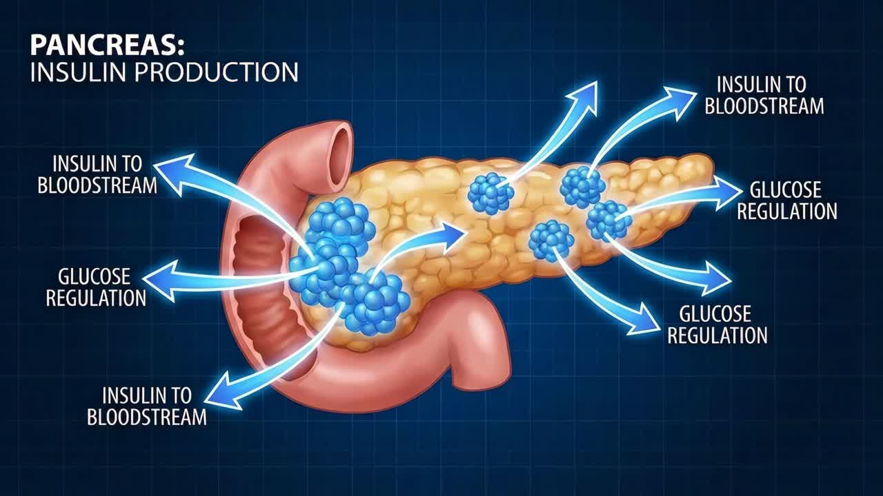 Pancreas: Produzione di insulina e regolazione del glucosio