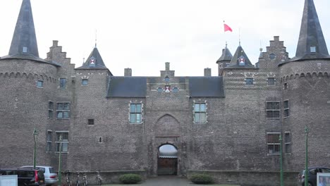 tilt down of castle front view