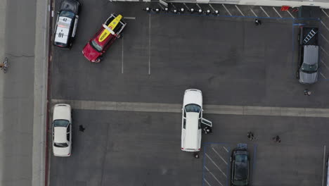 Aerial-drone-over-white-hearse