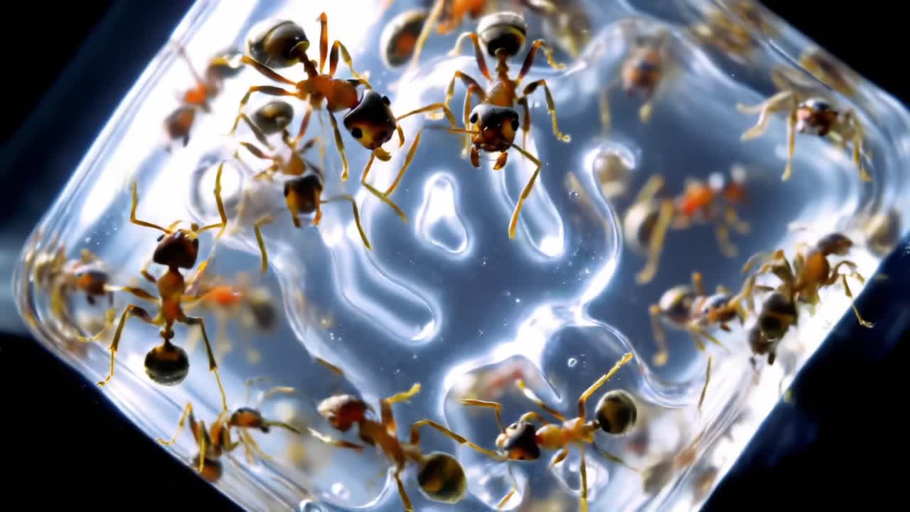 A Close-Up Exploration of Ant Behavior in Gel: Fascinating Insights into Their Movement and Interaction Within an Enclosed Environment
