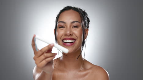 Tampon,-face-and-woman-with-feminine-hygiene