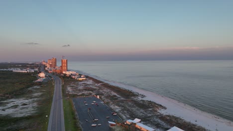 Puesta-De-Sol-Sobre-Gulfshores-A-Lo-Largo-Del-Golfo-De-México