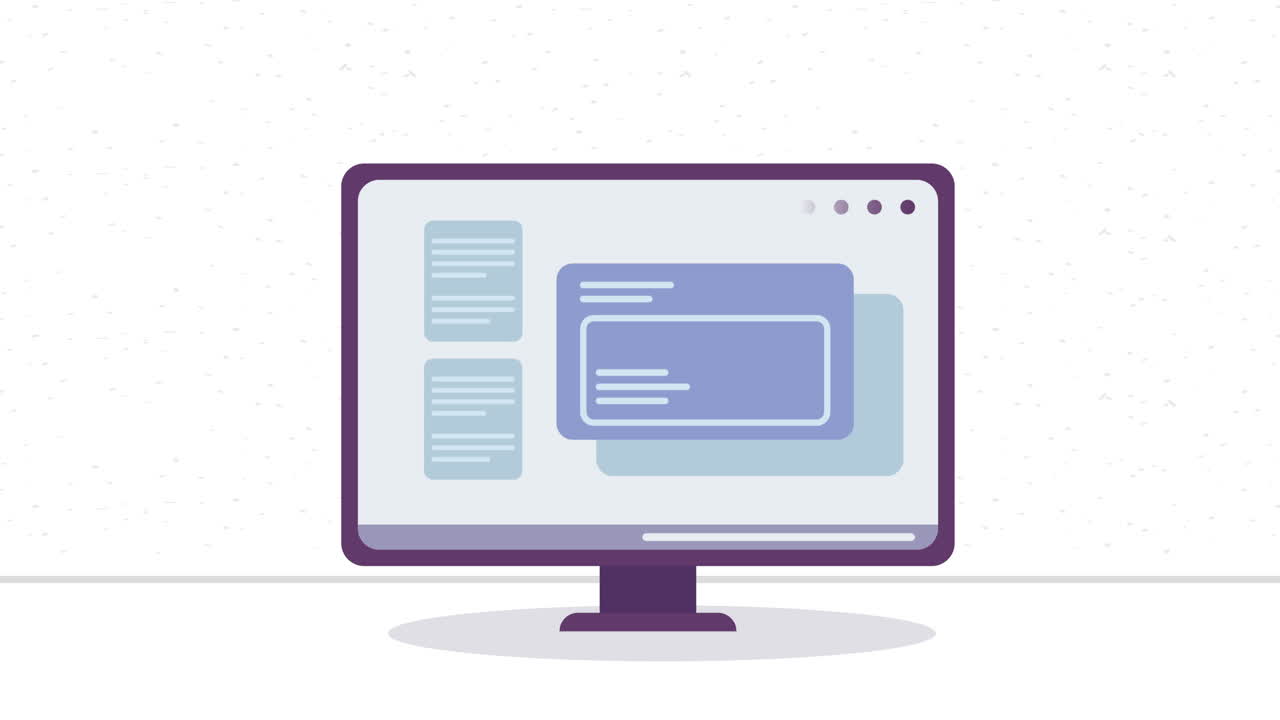animación de dispositivos tecnológicos de computadora de escritorio