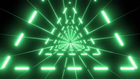 Fondo-De-Animación-De-Bucle-Vj-De-Luz-Láser-Verde-De-Túnel-Triangular-4k