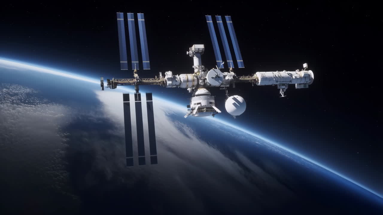 A Estação Espacial Internacional orbitando a Terra