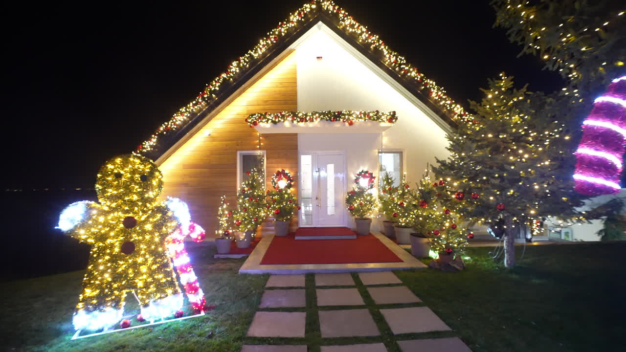 Festively decorated house for Christmas