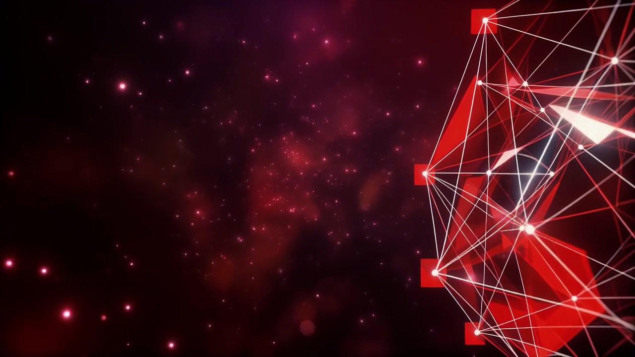 Abstract Red Digital Network Connection with Floating Particles