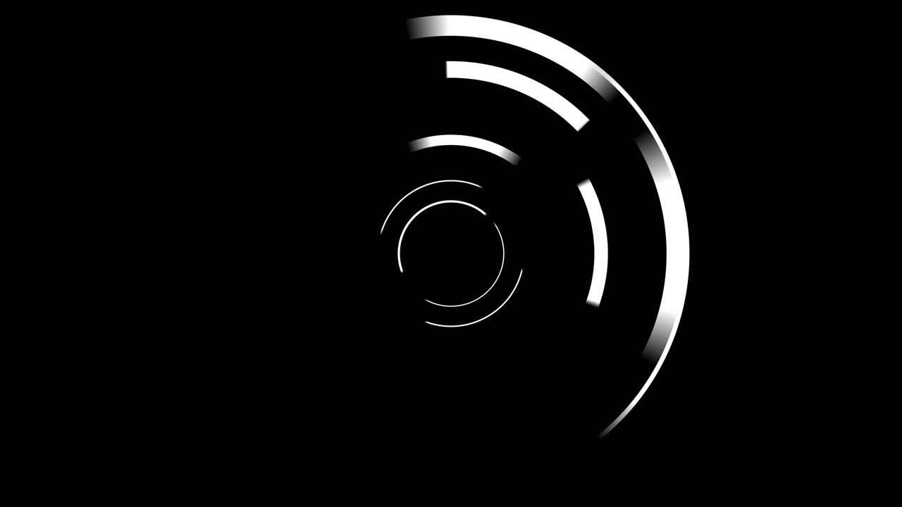 HUD element animation ,circular, white on black background