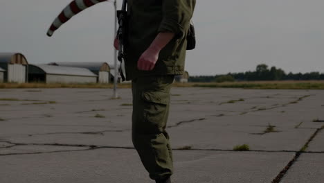military personnel at an airport