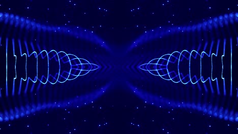 4k looped sci-fi 3d animación abstracta. las partículas azules brillantes forman líneas, estructuras simétricas como en el microworld o el espacio cósmico. para presentaciones de vacaciones, ceremonias como diseño de movimiento de bucle vj