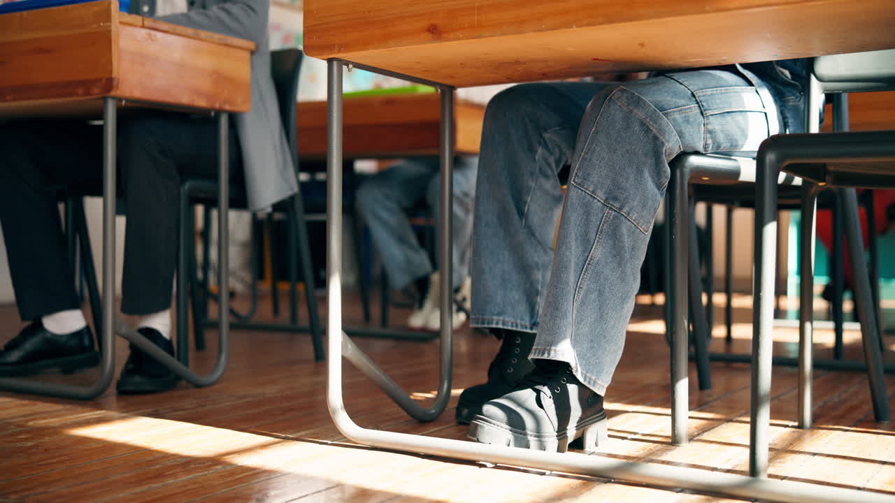 Classroom scene with students sitting at desks