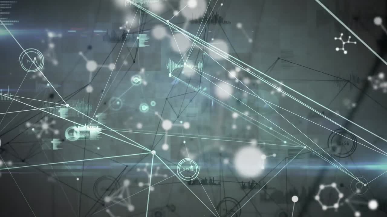 파란색 배경에 연결 네트워크의 애니메이션