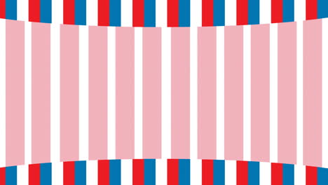 animation of white, blue and red stripes of american flag with copy space background