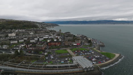 gourock, scotland on a windy day over the river clyde slowly pulling back from the headland