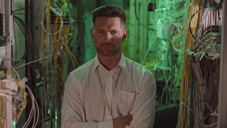 Man in Server Room