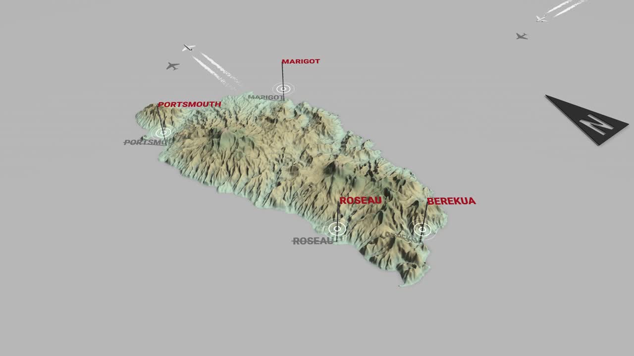 3d 지형 지도 도미니카