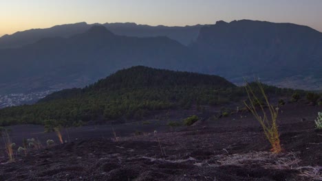 Sunset-at-Llano-del-Jable,-La-Palma-Island,-Canary-Islands