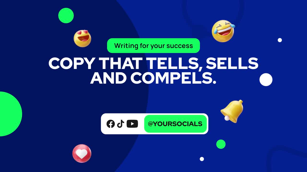Animazione di copywriting per il Social Media Marketing con emoji e testo