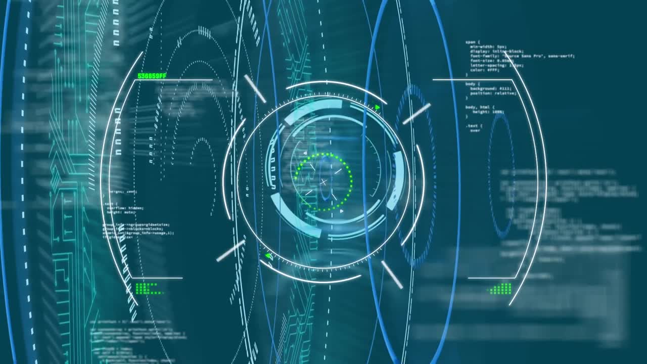 컴퓨터 회로판을 통해 스 ⁇  스캐닝과 데이터 처리의 애니메이션