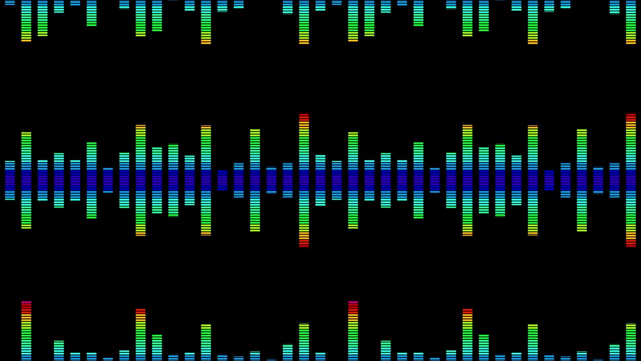 Colorful wave lines. Sound wave from equalizer. Digital pulse wave concept. Futuristic loop on black background. Music colorful wave animation.