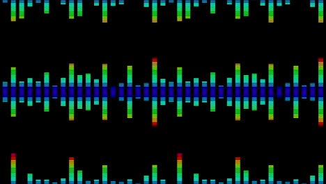 líneas de onda coloridas. onda de sonido de ecualizador. concepto de onda de pulso digital. bucle futurista en fondo negro. música animación de onda colorida.