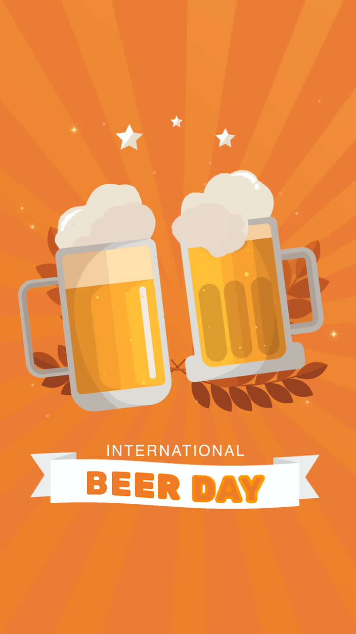 An animation of Flat international beer day illustration