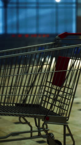 empty shopping cart in a supermarket