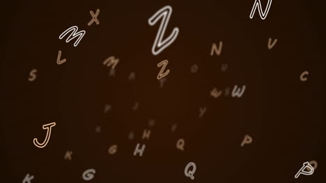 digital animation of multiple alphabets floating and moving against black background