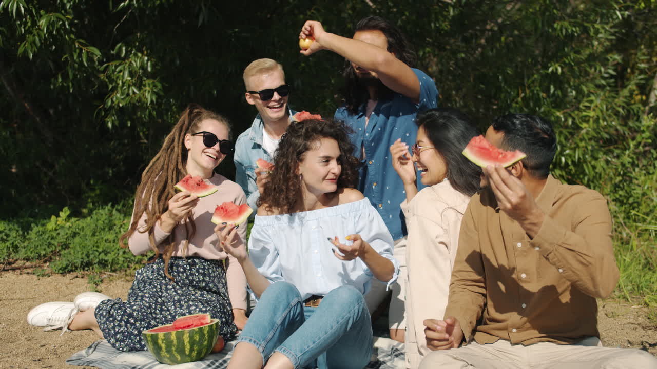 amigos disfrutando de un picnic de verano