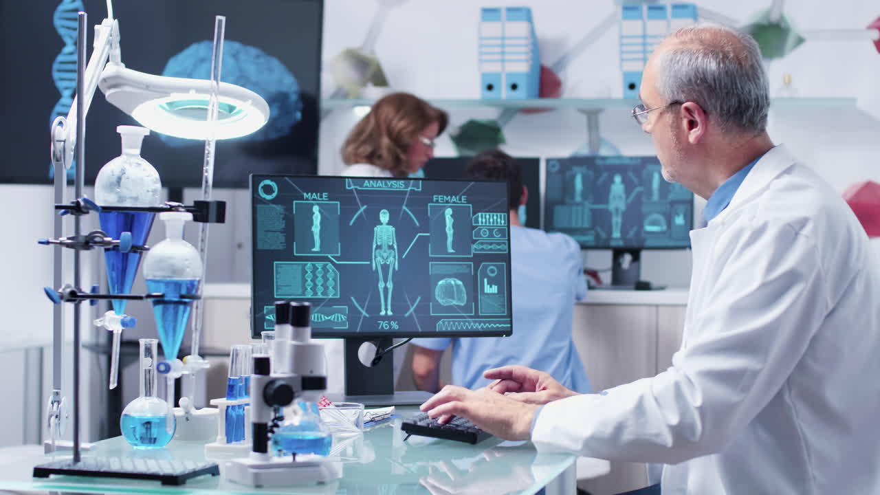 Scientists conducting medical research in a laboratory