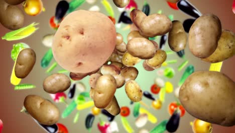 el fondo de la patata que cae, animación, renderización, con el canal alfa