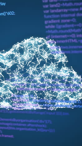 animation of data processing and cloud on blue background
