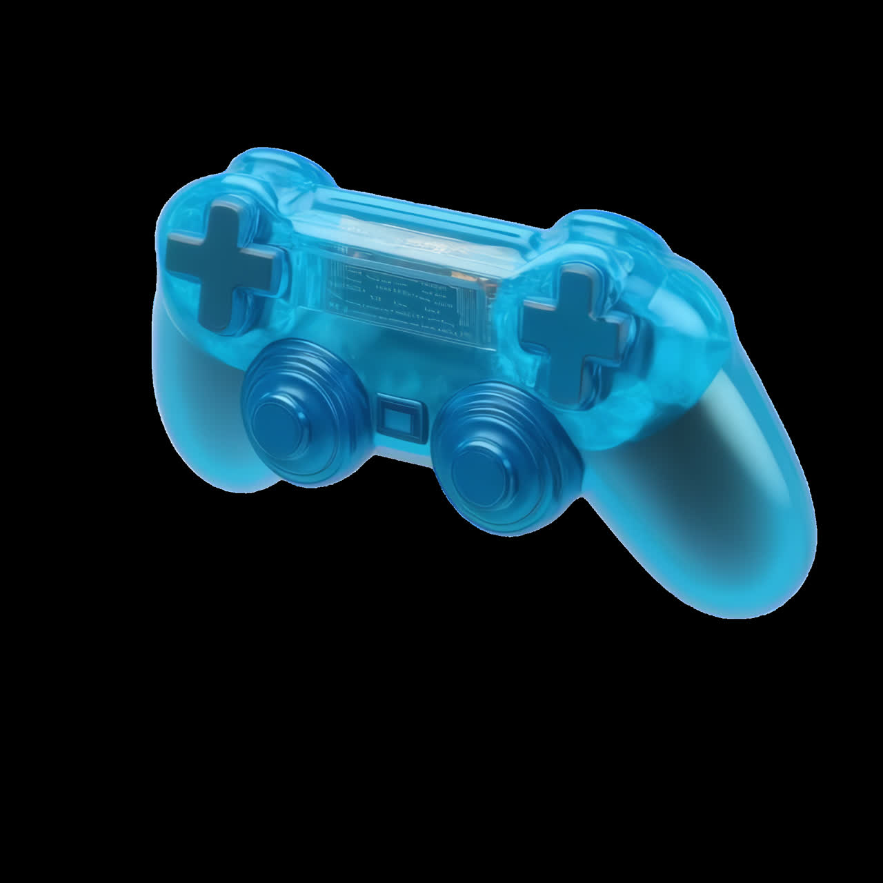 Futuristic transparent gaming controller animation isolated asset, transparent 4K video, alpha