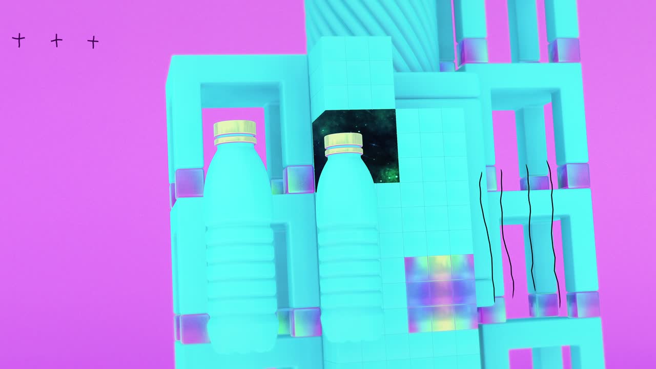 arte minimal 3d. objetos estilosos animados en el espacio de diseño geométrico. combinación de colores de moda, movimiento de bucle, video 4k.