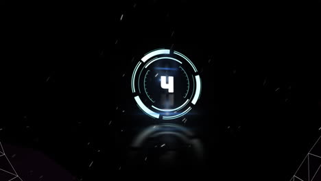 animation of rotating safe lock and countdown, with pink and white tunnel on black with white specks