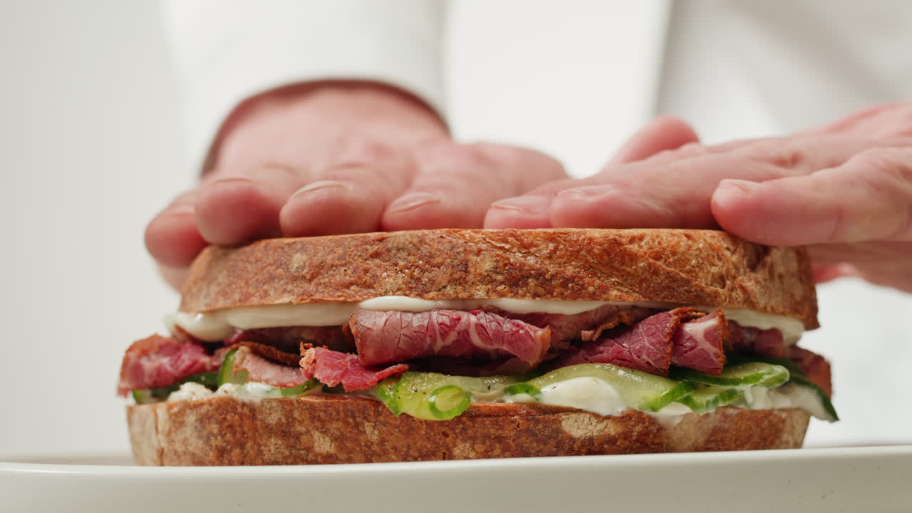 Chef Preparing a Delicious Reuben Sandwich