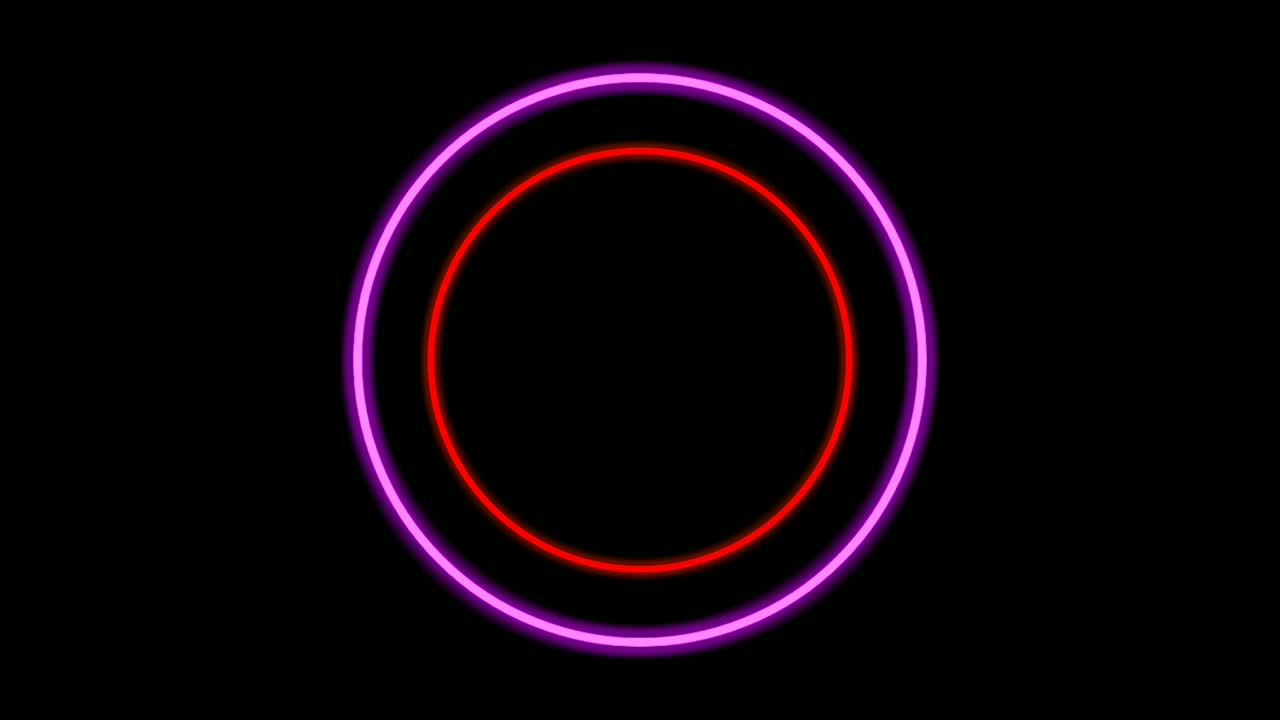 círculo de luz de neón de color rosa animación del borde en fondo negro. borde moderno con espacio de copia en blanco