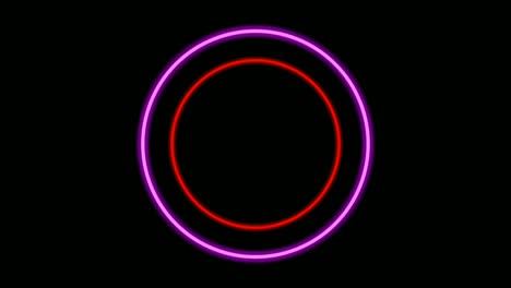 círculo de luz de neón de color rosa animación del borde en fondo negro. borde moderno con espacio de copia en blanco