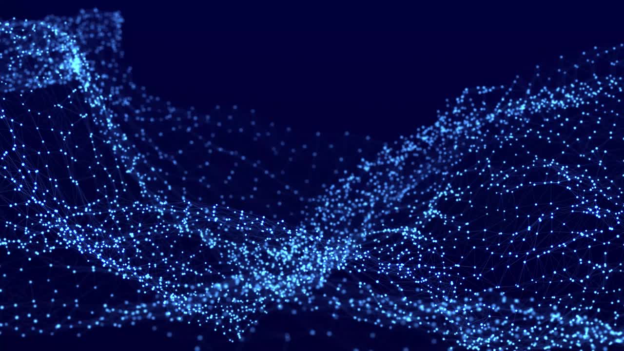 ilustración de tecnología de datos. onda abstracta con puntos y líneas de conexión. fondo digital. renderización 3d. bucle sin costuras. 4k