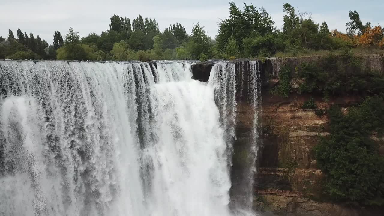 Laja Falls, Chile. Drone Aerial View of Breathtaking Waterfalls and Landscape
