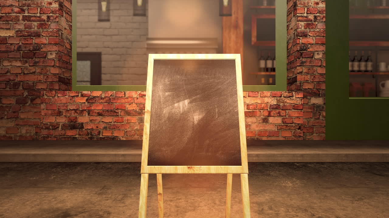 cámara de movimiento en la tienda con tablero vacío grunge para texto