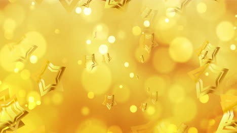 animation of golden stars moving on yellow background with dots
