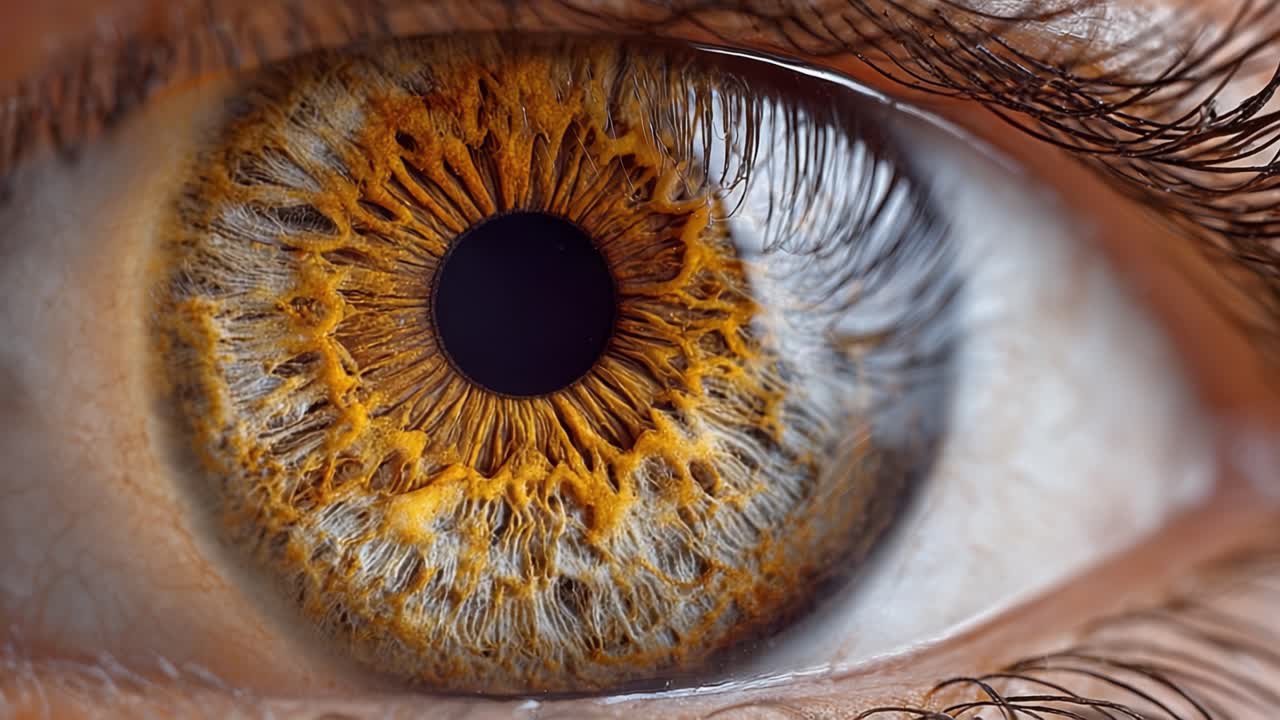A Close-Up Look at the Intricate Patterns and Textures of a Stunning Eye, Highlighting the Beautiful Shades of Orange and Brown in Nature's Masterpiece