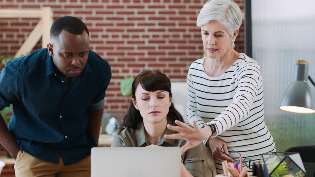 Office, work and startup staff by computer